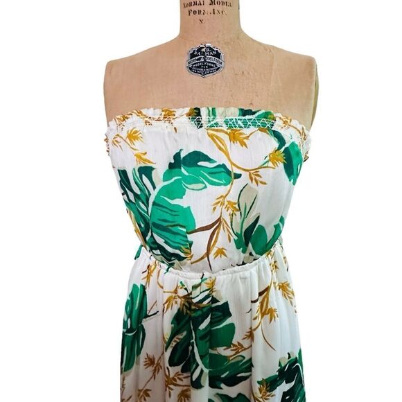 The Webster at Target Green and White Palm Print Strapless Maxi Dress size Small - Picture 5 of 16